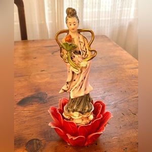 Quan Yin Sculpture (Goddess of Mercy) by Andrea Sadek with tealight
